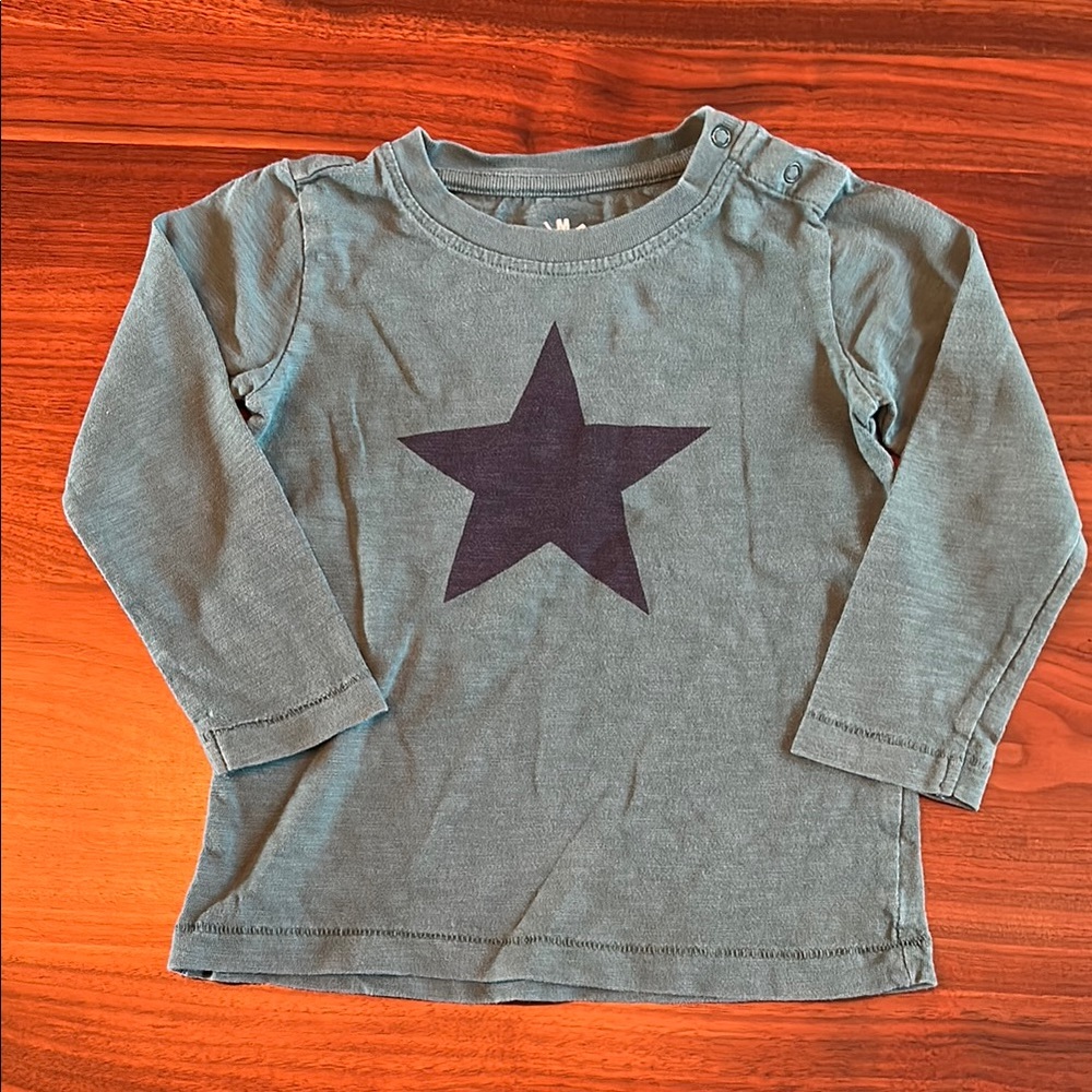 Green and Navy Long Sleeve Tee with Bold Design